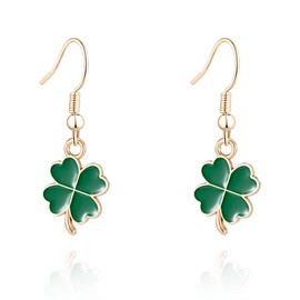 XGALBLA St Patricks Day Earrings for Women,Shamrock Clover Green Earrings Saint Patricks Day Decorations Irish Lucky Four Leaf Dangle Earring St. Patrick's Day Accessory Holiday Jewelry Gift(Style 7)