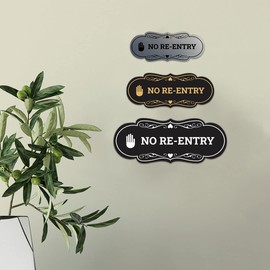 Signs ByLITA Designer No Re-Entry Sign (Black) - Large