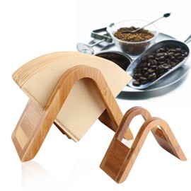Coffee Filter Holder Filter Paper Holder Napkin Holder Coffee Filter Stand Napkin Stand Wooden Coffee Filter Tray Paper Shelf Stand for up to 100 Pieces Cone Filter Papers in 4 Sizes