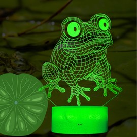 POSSHE Cute Frog Night Light, Frog Gifts, Frog 3D Illusion Lamp with RGB 16 Colors Changing, Remote Control, Dimmable, Kids Room Decoration Baby's Light Room Decor Children Gifts