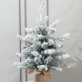 Diahom Tabletop Christmas Tree Artificial Mini Small 18 inches Snowy Green Xmas Pine Tree for Table Desk Home Christmas Decor