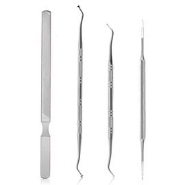 FENQURO 4 Pcs nagelfeile, Lange Nagelfeile aus Stahl für Onychomykose, eingewachsene Nägel, dicke und pilzartige Nägel mit doppelseitigem Zehennagelheber, Das ultimative Maniküre