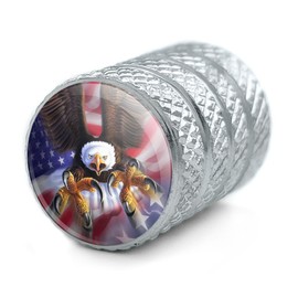American Flag Patriotic Eagle Valve Stem Caps for Tire Rim Wheel Aluminum - Aluminum