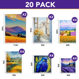 ESRICH Canvas Boards for Painting 20 Multi Pack Paint Canvas Panels 11x14, 9x12, 8x10, 6x6, 5x7, 4x4 Blank Canvases for Painting-Cotton Primed Painting Canvas for Acrylic, Oil, Gouache & Tempera