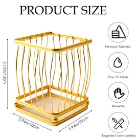 kumet Iron Kitchen Utensil Holder – Countertop Organizer Crock for Spoons, Chopsticks, Knives, and Forks (Gold)