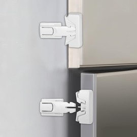 Molain 2 Pcs Child Proof Refrigerator Lock, Upgrade Pet Safety Refrigerator/Fridge/Freezer Door Lock Automatically Lock While Closing The Door No Tools Required and Easy Installation(White)