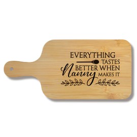 FONDCANYON Nanny Gifts 15x7 Cutting Chopping Board with Handle, Best Grandma Gifts for Mother's Day Birthday Cutting Boards for Kitchen, Nanny Makes It Decorative Cheese Charcuterie Board