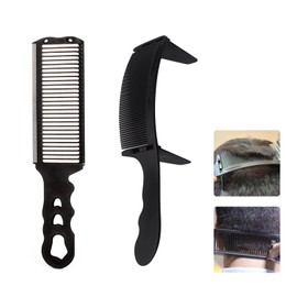 TVETE Men's Hair Cutting Comb, Fade Comb, Bangs Trimming Comb, Set of 2, Hair Brush, Position Comb, Curved Positioning Comb, Push Shears, Arc Comb, Limit Comb Positioning, Anti-Static, Freely