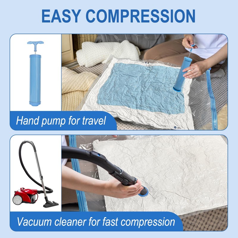 Fygrip 10 Pack Small Vacuum Storage Bags with Hand Pump,