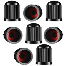 Reifenventilkappen, Ventilkappen mit Dichtungsring Kunststoff, Staubschutzkappen für PKW-Reifen, SUV, Motorrad, LKW, Fahrrad, Schwarz, 8 Stück