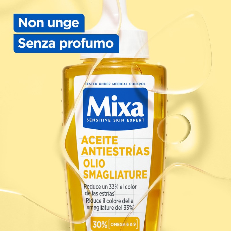 Mixa Olio Per Smagliature Nutriente, Adatto a Pelli Sensibili, Pelle
