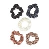 Goody Ouchless Satin Scrunchies - 5 Ct, Neutral Tones, Damage-Free