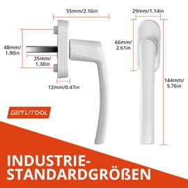 GETLITOOL Window Handles, White, Pack of 4 Window Lock Aluminium without Lock Cylinder, Safety Window Handle in Pin Length 35 mm, Window Lock Door Handles for Window, Balcony, Patio Door