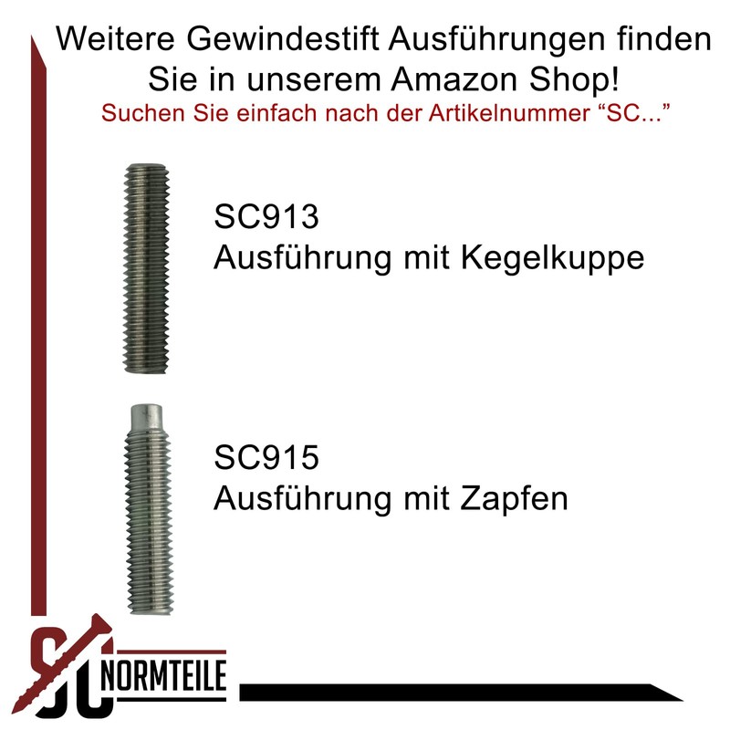 Grub Screws with Hexagon Socket and Tip - M6 x