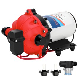 12V Pump, 5.5GPM Diaphragm Water Pump, 60Psi 1/2MNPT Connection,Self Priming Up to 10 Feet .Ideal for Sprayer and Pressure Washing (Red)