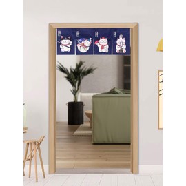 CoolChange Japanese Maneki Neko Door Curtain 85 x 30 cm Fabric Door Noren Asian Waving Cat