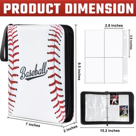 Baseball Card Binder 440 Pockets, Baseball Trading Cards Collection, 4-Pocket Sports Card Holder with 55 Pages Removable Sleeves and Zipper