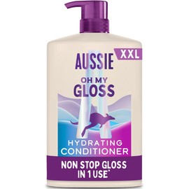 Aussie Oh My Gloss Hydrating Conditioner 1L XXL Pump, Vegan & Cruelty Free | Softens and Smooths Dry & Dull Hair. Infused with Australian Macadamia Nut Oil. For Instantly Shinier & Glossy Hair
