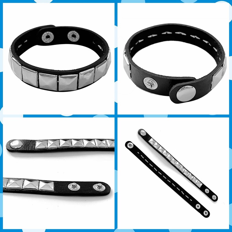 Tosmifairy 3 Pieces Punk Rock Leather Bracelets for Women Pop