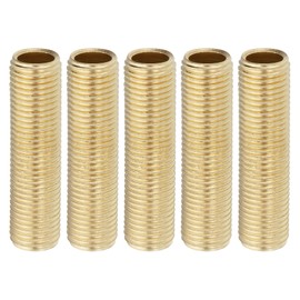 PATIKIL 1/4IP Standard Thread Brass Lamp Pipe Nipple, 5 Pcs 50mm/ 2" Length Hollow Tube Adapter Coupler Connector Pipe Fitting Hardware DIY Repair Part for Lamp Lights