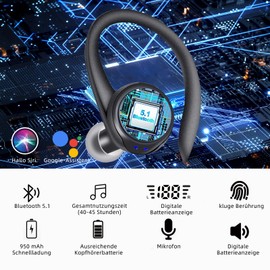 BROTHER INTERNATIONAL CORPORAT Bluetooth Kopfhörer,Kopfhörer Kabellos in Ear mit Mikrofon,Bluetooth Kopfhörer Sport,HiFi Stereoklang,USB-C Quick Charge,Noise Cancelling,IPX7 Wasserdicht,48H Spielzeit