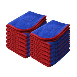 Nanoskin Power Shine Microfiber Towel, Blue w/Red Silk Edge, 16" x 24", (12 Pack) [NAM-PS380B-12]