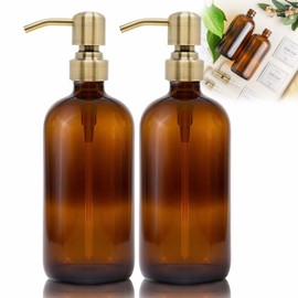 Dispensador de Jabón Líquido, Juego de 2 dispensadores de Espuma Suplementable, Botellas Vacías Bomba de Prensa Vidrio Transparente, Botella Recipiente Botes de Champú, Gel de Ducha, Jabón de Manos