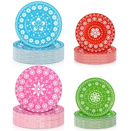 96 Pcs Mexican Fiesta Party Plates Cinco De Mayo Decorations Dinnerware Set Tableware Disposable for Fiesta Taco Birthday Baby Shower Party Supplies