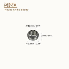 QUARKZMAN Pack of 200 Round Crimp Beads, 3.5 mm Brass Spacer Beads, Press Beads, Crimp Beads, Spacer Beads, Small Beads for Bracelets, Jewellery Making, DIY Crafts, Metallic Black