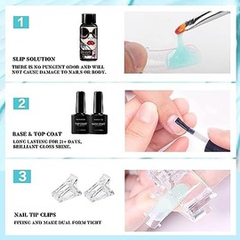 Poly Gel Nail Set - Kit de uñas de poligel, kit de extensión de uñas de gel de 6 colores, kit de inicio de gel de uñas todo en uno, kit de inicio con solución deslizante, imprimación de uñas, kit de arte de uñas de gel de construcción profesional, kit de