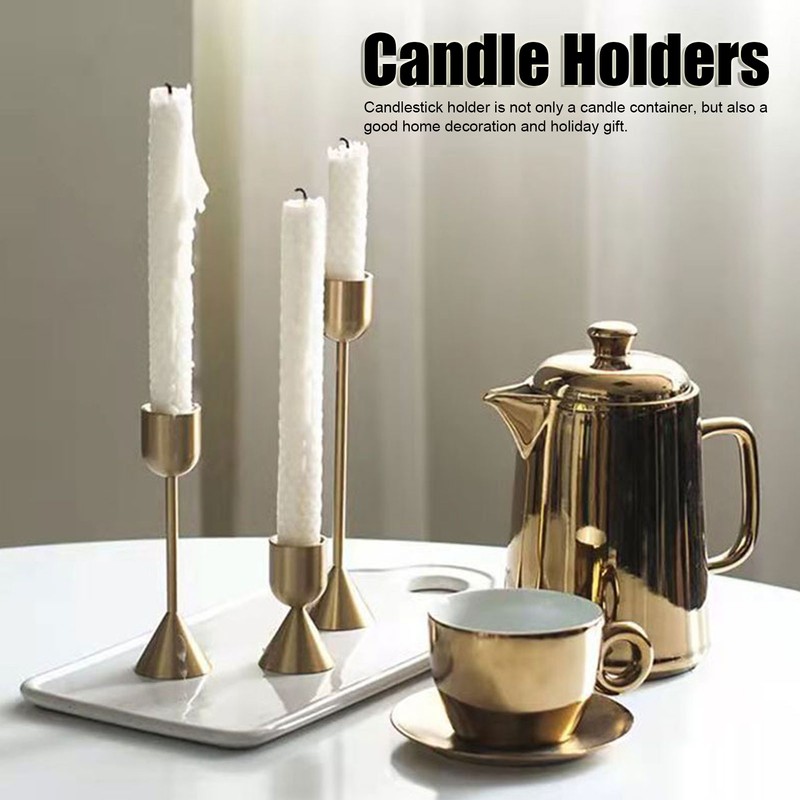 3 Pcs Candle Holders Different Heights Gold Candlestick Holders Taper