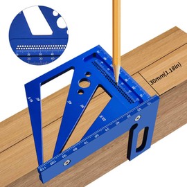 Uadme 3D Multi-Angle Measuring Ruler, Aluminum Alloy Carpenter Square with 22.5° to 90° Preset Angles, Heavy-Duty Miter Triangle Protractor for Woodworking, Engineering Drafting & DIY Crafti (Blue)