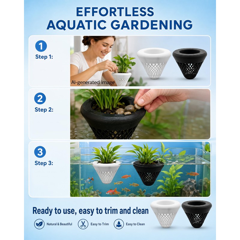 Mjeppludh 4 Pcs Plant Pot Floating Planter, Fish Tank Aquarium