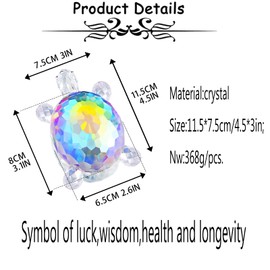 H&D HYALINE & DORA Colorful Painted Crystal Turtle Animal Figurine Collection Home Decor Paperweight