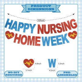 Happy Nursing Home Week Banner - NO DIY Nursing Appreciation Week Decorations Nursing Home Party Décor For Appreciation Gifts Glitter