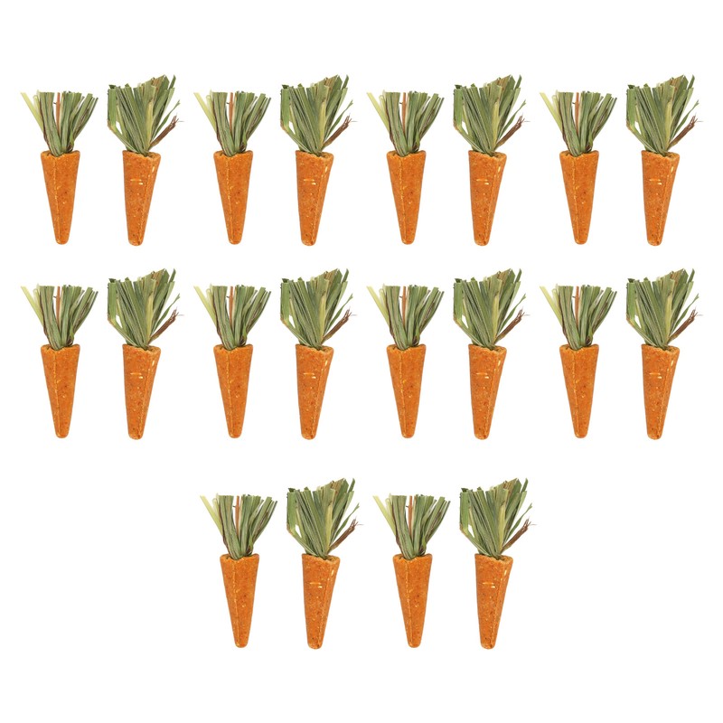 20pcs Carrot Shaped Hamster Toy Teeth Grinding Decorative Crude Fiber