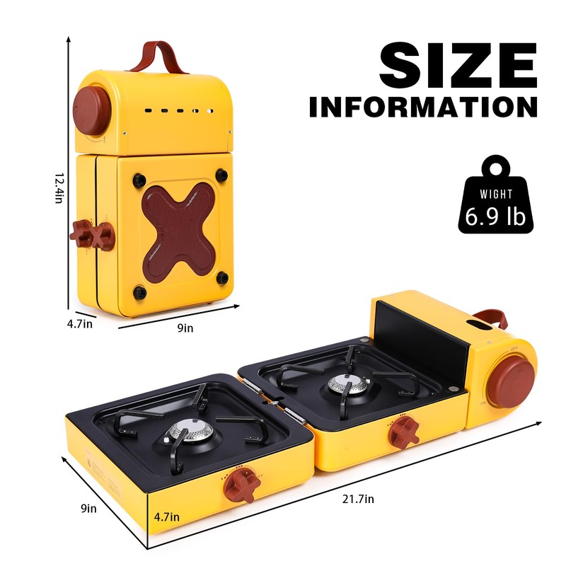 Aircity 2 Burner Folding Camping Stove - Portable Propane Stove