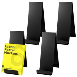 Afcabakila 4 Pack Black Metal Brochure Holder, 8.9" Vertical Display Stand for Flyers, Menus, Pamphlets, Countertop Literature Organizer