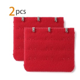 sourcing map Women 3 Rows 3 Hooks Bra Extension Strap Extender 2pcs Red for Ladies Comfortable
