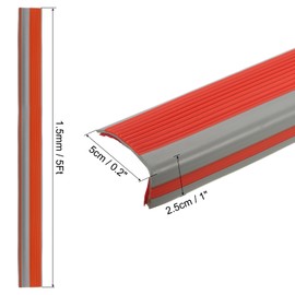 uxcell 5Ft Stair Nosing, 2.5cm PVC Self Adhesive Stair Edges Protector L Shape Stair Edging Stair Steps Edges Trim for Outdoor Indoor Stair, Red/Grey