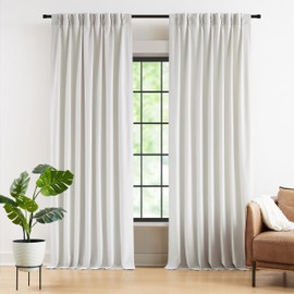 Kayne Studio Pinch Pleated Velvet Curtains 108 Inch Long,60% Blackout Room Darkening Soundproof Thermal Insulated Window Drapes with Back Tab for Bedroom, Grayish White,22 Hooks,2 Panels,38" x 108"