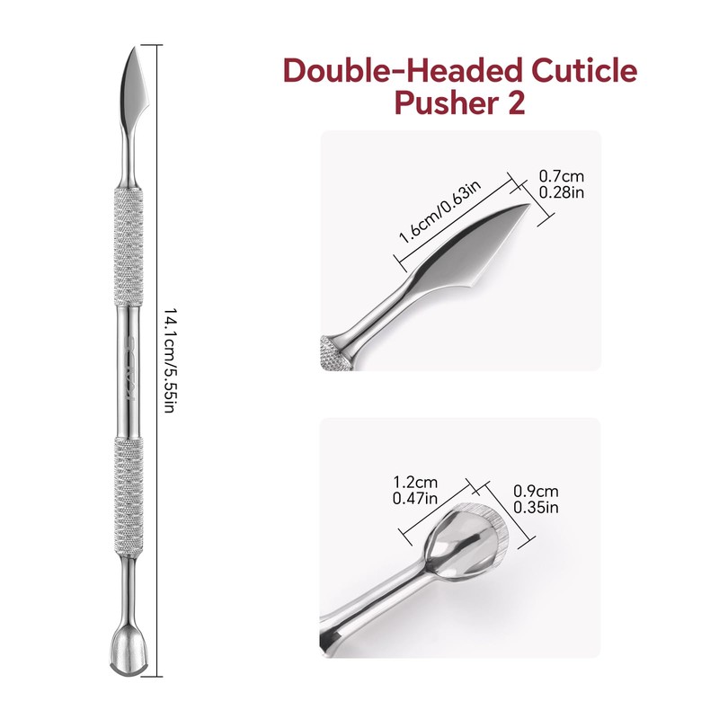 KADS Upgraded Dual-Ended Stainless Steel Nail Cuticle Pusher and Cleaner
