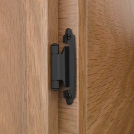 Chibery 3/8 Inch Inset Cabinet Hinges, 25 Pairs(50 Pack) Self Closing Flush Face Mount Hinges with Door Bumper, Variable Decorative Hardware for Bathroom, Furniture, Kitchen Cabinet Doors, Matte Black