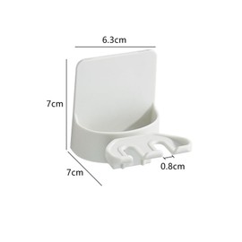 2 PCS Self-Adhesive Toothbrush Holders Wall Mounted, Water Proof Toothbrush Hook, 3 in 1 with Toothbrush Hanger Toothpaste Holder and Gargle Cup Holder for Bathroom Shower (White)