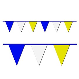 Blue, White and Yellow Triangle Pennant Flag 100 Ft.