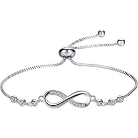 Bracelets for Women, Infinity Love Charm Womens Bracelet Adjustable Jewelry for Women (Silvery, One Size)