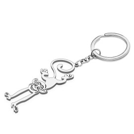WEVENI Cute Monkey Gifts Stainless Steel Couple Monkeys Keychain Ring Ape Orangutan Gorilla Accessories for Women Girls (Monkey Silver Plated C)