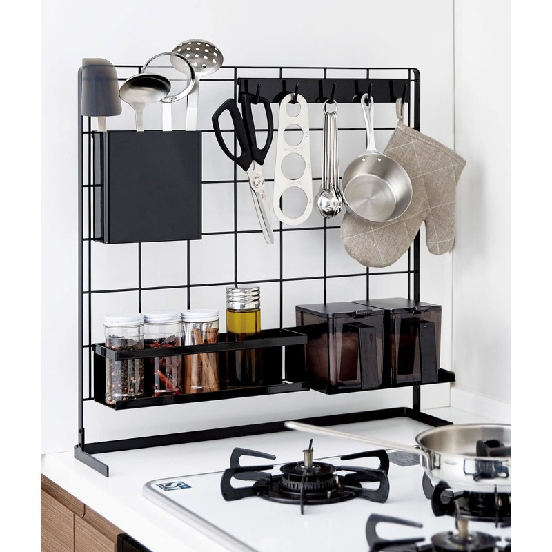 Yamazaki Kitchen Rack, Horizontal Stove Rack, Freestanding Mesh Panel for