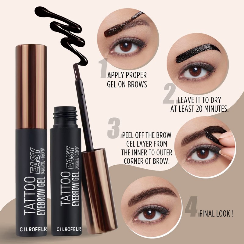 Cilrofelr Tattoo Peel Off Eyebrow Gel, Easy Tattoo Brow Peel