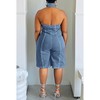 xxxiticat Women's Denim Jumpsuit Sleeveless Front Zipper Up Open Front